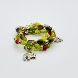 Peruvian Glass Bead Heart Charm Bracelet Set